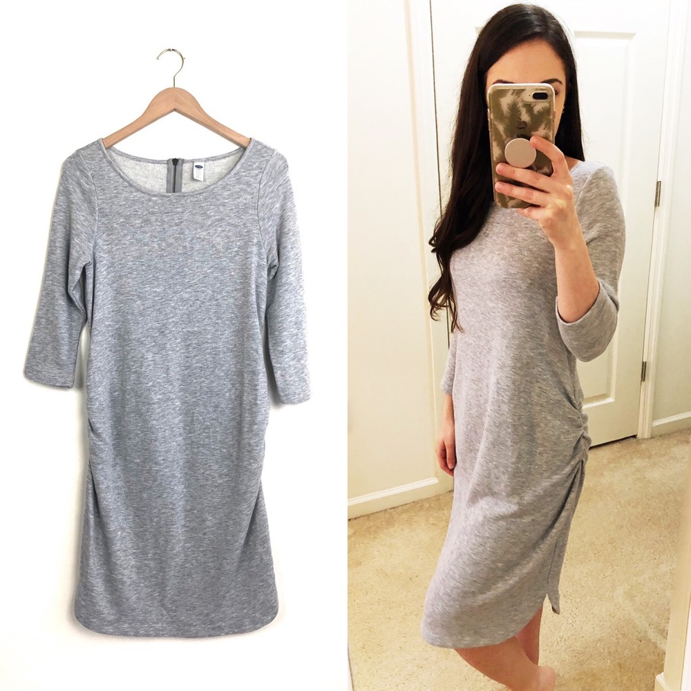 OLD NAVY Heather Grey Maternity Fleece Midi Dress